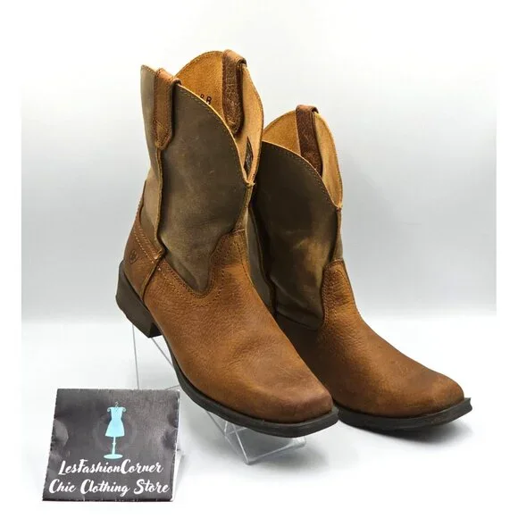 Ariat Women's Brown Leather Rambler Bomber Western Cowgirl Boots Size 8B 2819 - Picture 6 of 16